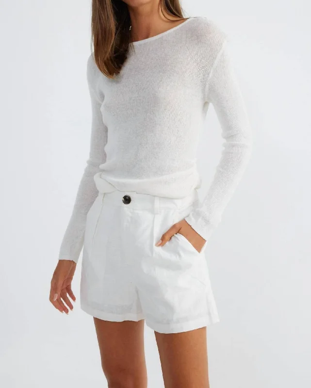 European And American Style Hale Linen Shorts In White
