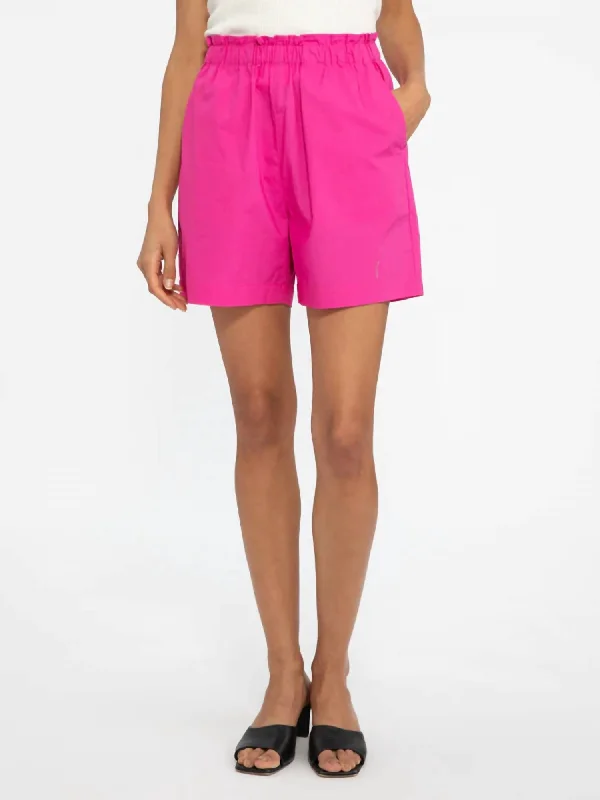 Trendy Comfort Wear Poplin Paperbag Short In Tart