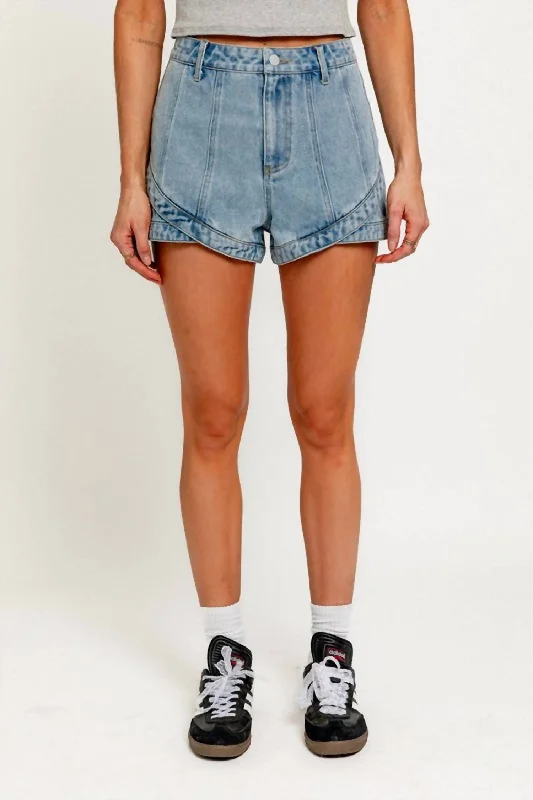 Goddess Outfit Seam Detail Denim Short In Blue