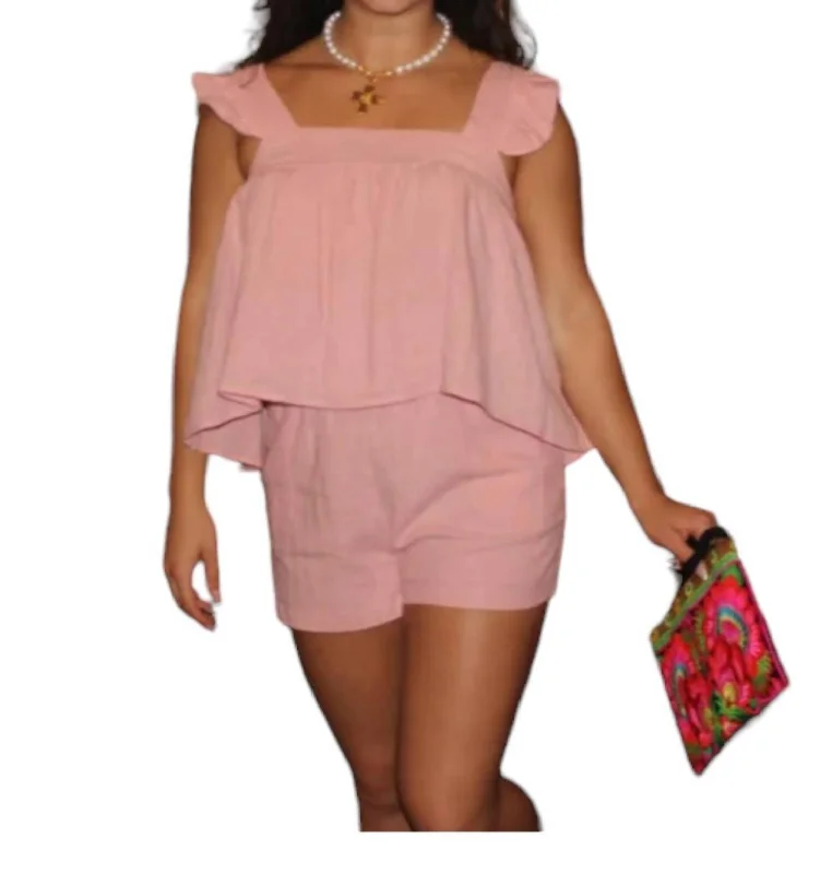 Urban Style Stella Solid Gauze Shorts In Light Pink
