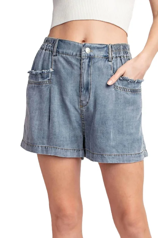 Cozy Chic Wear Tencil Denim Shorts In Stone Washed