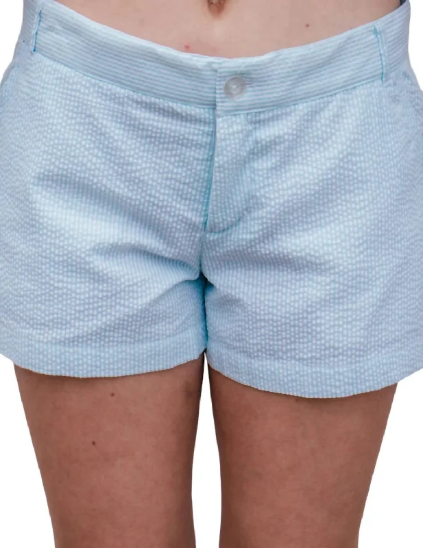 Fashion Style Women's Seersucker Poplin Shorts In Mint